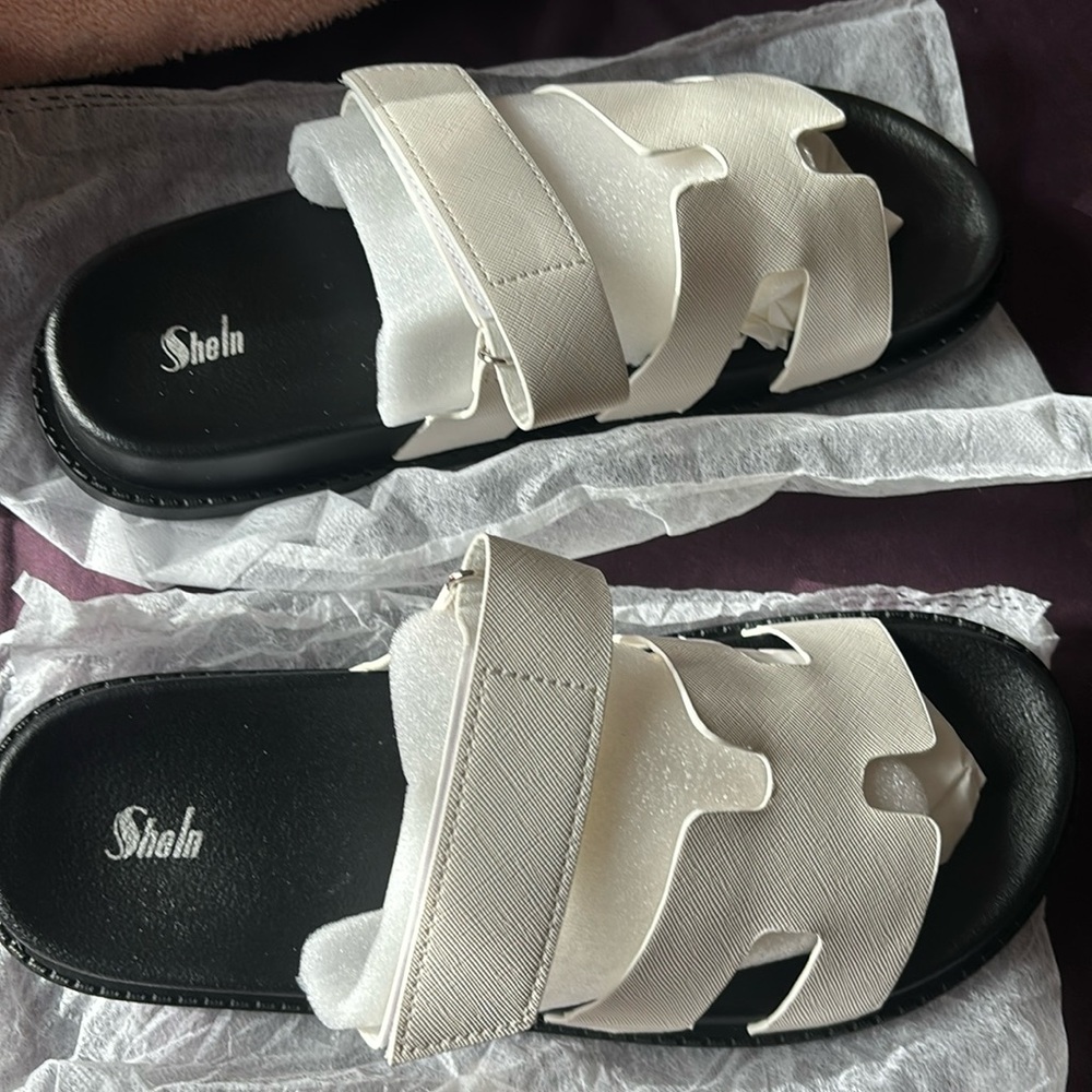 Women's White/Black All-Match Flat Sandals